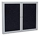 Ghent® 2-Door Enclosed Rubber Bulletin Board, 48" x 60", 90% Recycled, Confetti Satin Aluminum Frame