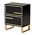 Baxton Studio Giolla Contemporary Glam Metal 2-Drawer End Table, 22”H x 17-3/4”W x 11-13/16”D, Black/Gold