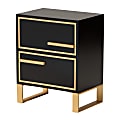 Baxton Studio Giolla Contemporary Glam Metal 2-Drawer End Table, 22”H x 17-3/4”W x 11-13/16”D, Black/Gold 1 thumbnail image