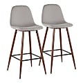 LumiSource Pebble Bar Stools, Walnut/Light Gray, Set Of 2 Stools 1 thumbnail image