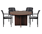 Boss Office Products 47" Round Table And Stackable Mesh Chairs Set, Mahogany/Black