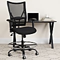 Flash Furniture HERCULES Big And Tall Mesh Drafting Chair With Adjustable Arms, Black 1 thumbnail image