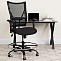 Flash Furniture HERCULES Big And Tall Mesh Drafting Chair With Adjustable Arms, Black