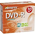 Memorex™ DVD-R Recordable Media With Jewel Cases, 4.7GB/120 Minutes, Pack Of 10 1 thumbnail image