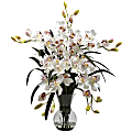 Nearly Natural 34"H Cymbidium Arrangement With Glass Vase, White 1 thumbnail image