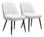 Zuo Modern Teddy Plywood And Steel Dining Accent Chair Set, Ivory, Set Of 2 Chairs