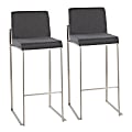 LumiSource Fuji High-Back Bar Stools, Charcoal/Stainless Steel, Set Of 2 Stools 1 thumbnail image