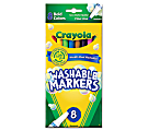 Crayola Bright Washable Markers - Fine Marker Point - Raspberry, Azure, Golden Yellow, Emerald, Copper, Plum Water Based Ink - Assorted Barrel - 8 / Set