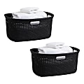 Mind Reader 40L Plastic Laundry Basket Clothes Hamper, 11" H x 14-1/2" W x 23" L, Black, Set of 2