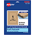 Avery® Printable Postcards With Sure Feed® Technology, 6" x 9" Rectangle Rounded Corners, Kraft Brown, Pack Of 50 1 thumbnail image