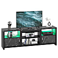 Bestier LED TV Stand For 75" TVs With Storage Cabinets And Adjustable Shelf, 23-5/8"H x 70-7/8"W x 13-3/4"D, Black Marble