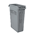 Rubbermaid® Slim Jim® Rectangular Plastic Waste Containers With Vent Channels, 23 Gallons, 30"H x 11"W x 22"D, Gray 1 thumbnail image