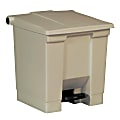 Rubbermaid® Step-On Waste Container, 8 Gallons, 17" x 15 3/4" x 16 1/4", Beige