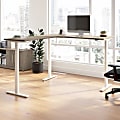 Bush Business Furniture Move 60 Series 72"W Height Adjustable L Shaped Standing Desk, Modern Hickory/White Powder Coat, Standard Delivery 1 thumbnail image