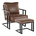 LumiSource Roman Lounge Chair And Ottoman Set, Black/Espresso 1 thumbnail image
