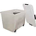 Advantus 15-gallon Rolling Storage Tub - External Dimensions: 23.8" Width x 15.8" Depth x 15.8" Height - 15 gal - Stackable - Plastic - Clear - For Document - 1 Each