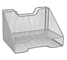 Mind Reader 3-Compartment Desk Organizer, 8-1/4”H x 12-1/2”W x 9-3/4”D, Silver