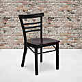 Flash Furniture 3-Slat Ladder Back Metal Restaurant Chair, Mahogany/Black