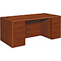 HON 10700 H10774 Pedestal Desk - 66" x 30" x 29.5" - 5 x Box, File Drawer(s) - Double Pedestal - Finish: Cognac