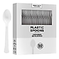 Amscan 8018 Solid Heavyweight Plastic Spoons, Frosty White, 50 Spoons Per Pack, Case Of 3 Packs