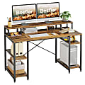 Bestier 56"W Student Desk With Monitor Stand & Storage Shelf, Rustic Brown