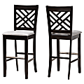 Baxton Studio Jason Bar Stools, Espresso Brown/Gray, Set Of 2 Stools