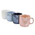 Mr. Coffee Cafe Celestial Stoneware Pearlized Mug Set, 14.8 Oz, Assorted Colors, Set Of 4 Mugs