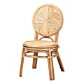 bali & pari Carita Modern Bohemian Rattan Dining Accent Chair, Natural Brown