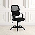 Flash Furniture Mesh Mid-Back Swivel Chair With Flexible Dual Lumbar Support, Black