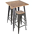 Lumisource Oregon Industrial Pub Table With 2 Stools, Medium Brown/Gray