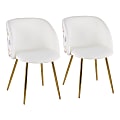 LumiSource Fran Floral Chairs, Floral White Seat/Gold Frame, Set Of 2 Chairs