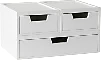 Martha Stewart Weston Stackable Boxes With Drawers, 3"H x 12-1/2"W x 6-3/4"D, White, Set Of 3 Boxes 1 thumbnail image