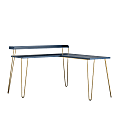 Ameriwood Home Haven 56"W L-Shaped Desk With Riser, Navy/Gold