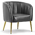 Glamour Home Avia Faux Leather Accent Chair With Decorative Stitching, Gray/Gold