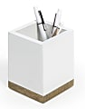 Realspace® Wood Pen Cup, 4-1/2"H x 3-1/2"W x 3-1/2"D, White/Natural 1 thumbnail image