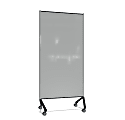 Ghent Pointe Magnetic Mobile Dry-Erase Glassboard, 76-1/2” x 36-3/16”, Gray, Black Metal Frame