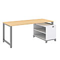 Bush Business Furniture Momentum Desk With 24"H Open Storage, 72"W x 30"D, Natural Maple, Premium Installation