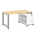 Bush Business Furniture Momentum Desk With 24"H Open Storage, 60"W x 30"D, Natural Maple, Premium Installation