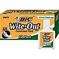 BIC® Wite-Out® Extra Coverage Correction Fluid, 20 mL Bottles, White, Pack Of 12