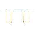 Eurostyle Legend Rectangle Dining Table, 30”H x 66”W x 36”D, Brushed Matte Gold/Clear