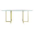 Eurostyle Legend Rectangle Dining Table, 30”H x 66”W x 36”D, Brushed Matte Gold/Clear 1 thumbnail image