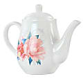 Martha Stewart Floral Ceramic Tea Pot, 1.4 Qt, White