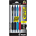 Pilot G2 Premium Gel Roller Pens, Bold Point, 1.0 mm, Clear Barrels, Assorted Ink Colors, Pack Of 4 Pens