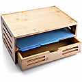 Achieva Bamboo File Organizer with Drawer - Horizontal - 7.7" Height x 14" Width x 10" Depth - Stackable - Side-loading, - 1 Each 1 thumbnail image