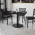 Flash Furniture Square Laminate Table Top With Round Table Height Base, 31-3/16”H x 36”W x 36”D, Black