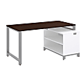 Bush Business Furniture Momentum Desk With 24"H Open Storage, 60"W x 30"D, Mocha Cherry, Premium Installation