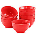 Gibson Home Plaza Cafe 8-Piece Bowl Set, 22 Oz, Red