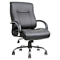 Lorell® Big & Tall Deluxe Faux Leather Mid-Back Chair, Black