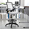 Flash Furniture Mid Back Mesh Ergonomic Drafting Chair with Adjustable Foot Ring and Flip-Up Arms, White 1 thumbnail image