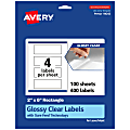 Avery® Glossy Permanent Labels With Sure Feed®, 94242-CGF100, Rectangle, 2" x 6", Clear, Pack Of 400 1 thumbnail image